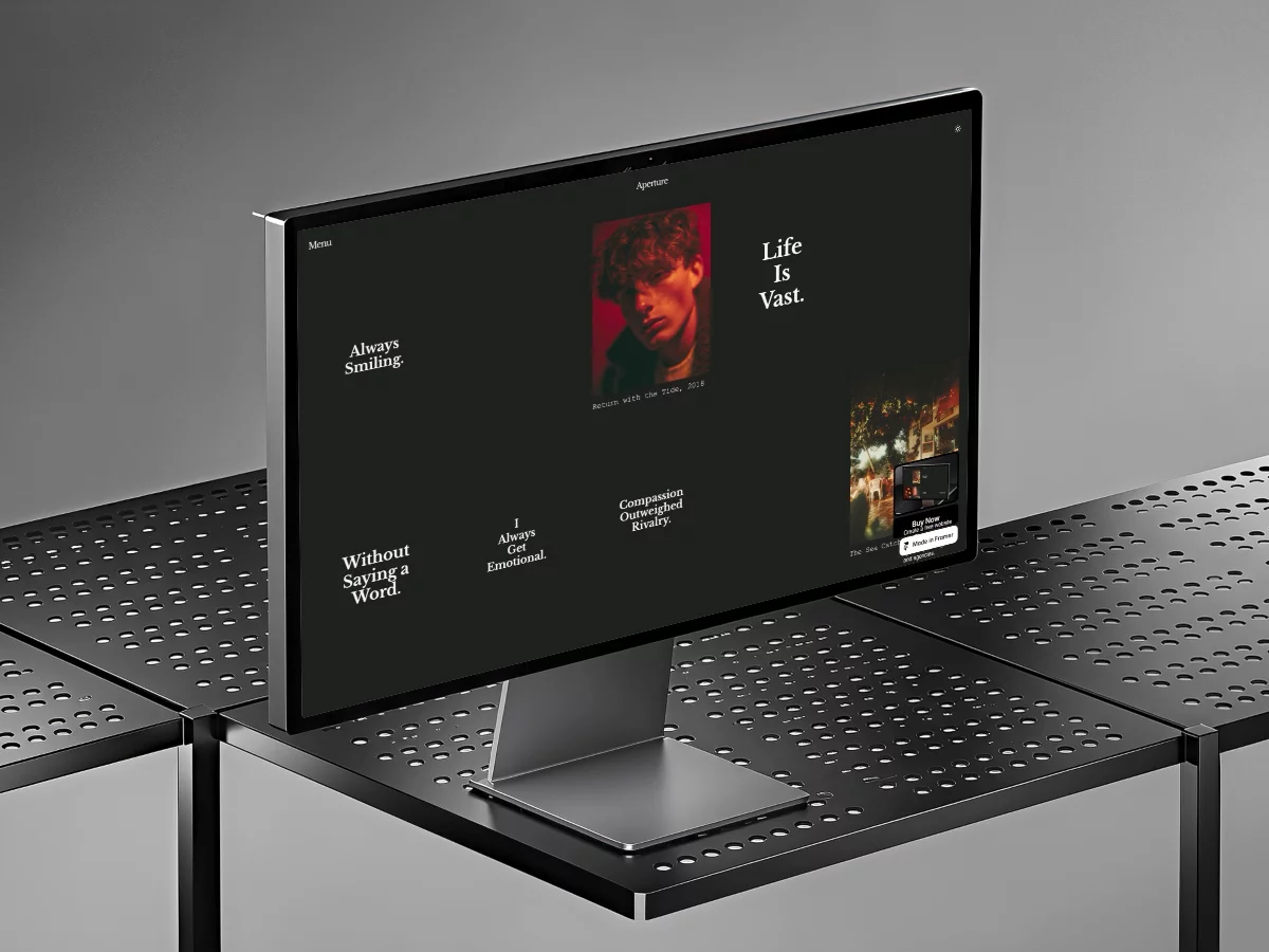 Aperture FolioAperture is a sleek, modern portfolio template designed specifically for photographers, videographers, directors, and visual creators who want to showcase their work with cinematic elegance.https://aperture-template.framer.website/