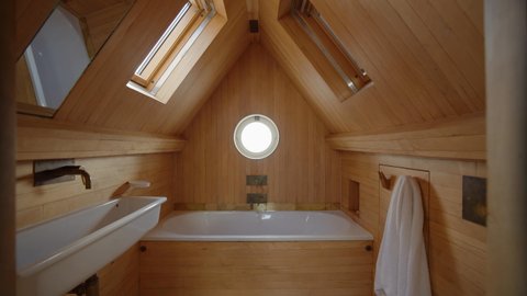 Reclaimed gym floors in a bathroom
