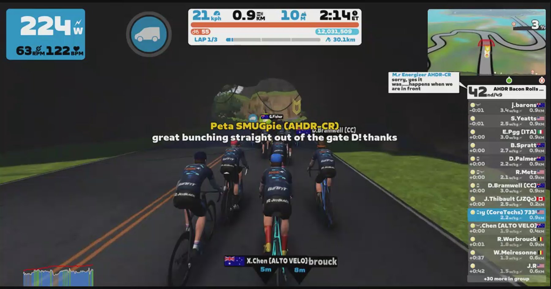 Zwift - Group Ride: AHDR Bacon Rolls with Caffeine (D) on Flat Route Reverse in Watopia