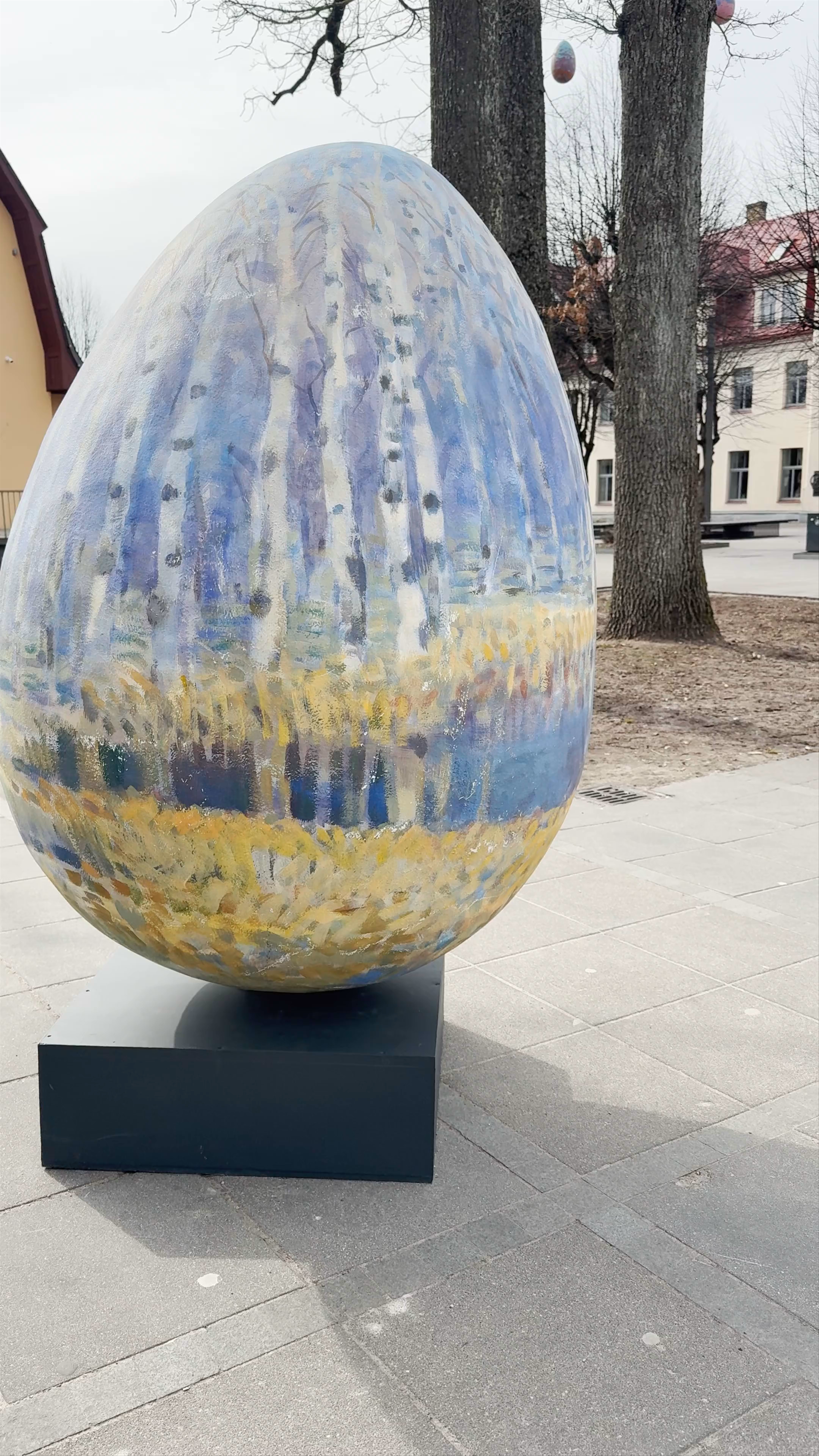 Springtime Art and Tranquil Walk in Ogre City Park, Latvia