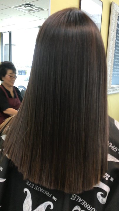 Sunny Clips - Magic Straightening Technique- She had natural wavy hair before now she has semi permanent straight hair. - Hair Salons Near Me - Plano, Texas