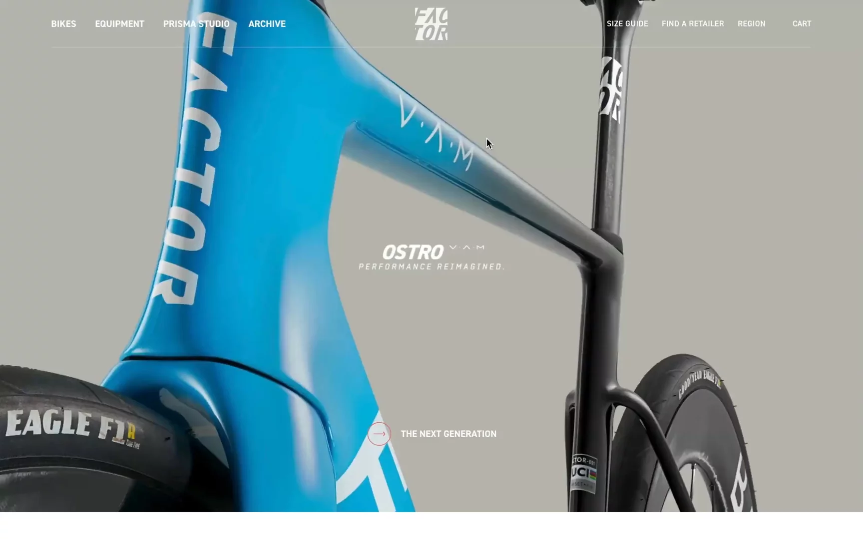 Screen recording of Factor Bikes website — ecommerce on Hydrogen with Headless architecture.