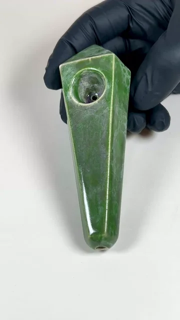Preview pic of Diamond Pipe - 5 Inches - Ceramic - Green, White and Purple