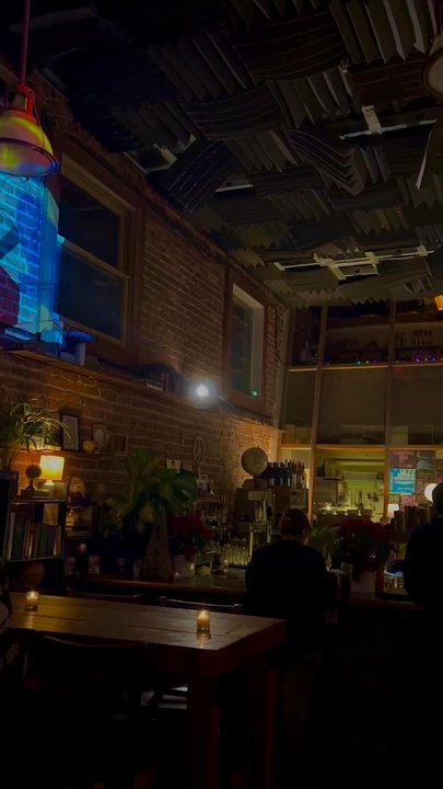 The Social Study - Loved the projection onto the brick wall - Wine Bars Near Me - San Francisco, California