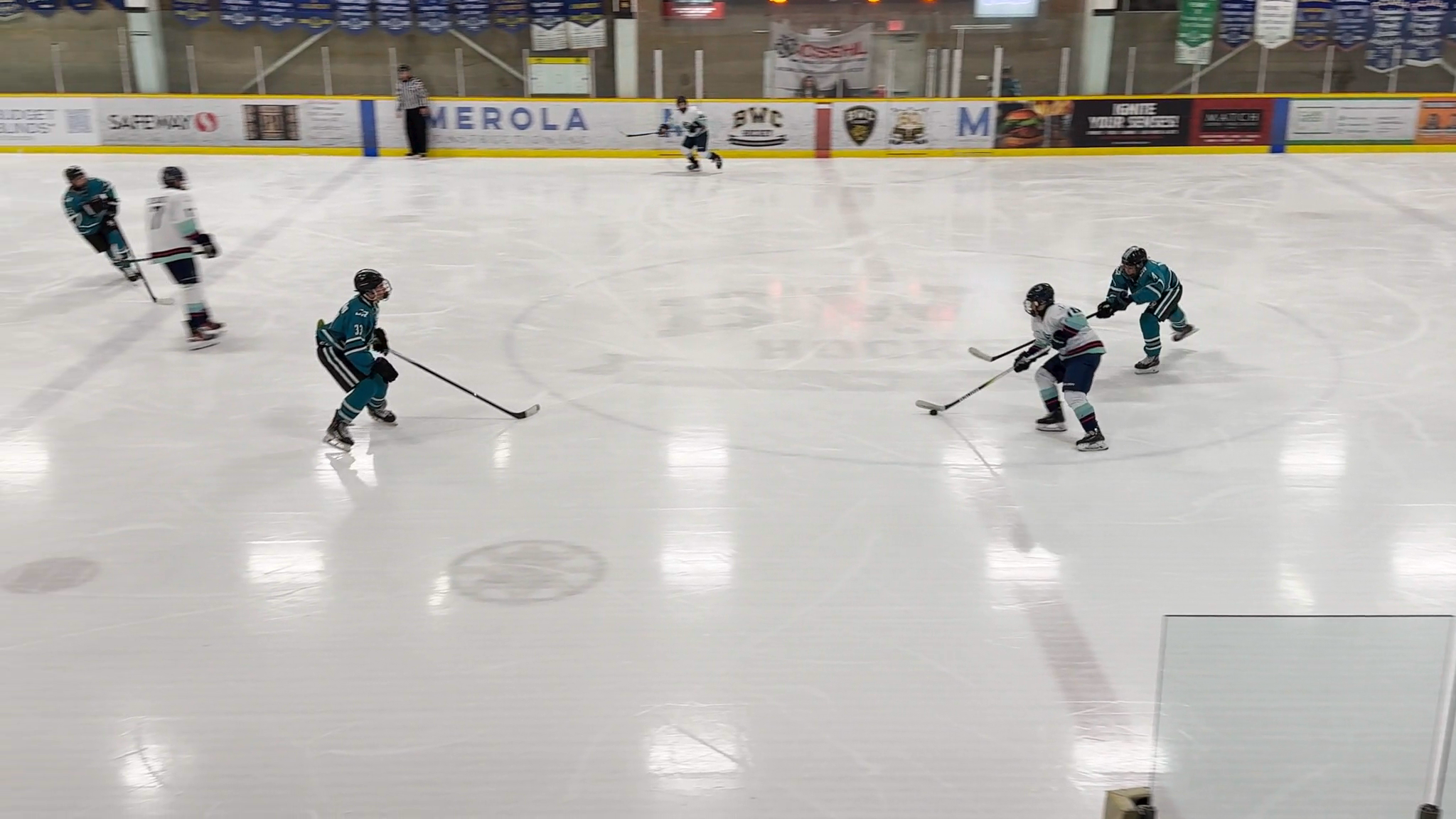 Jack Larsen's Powerplay for Seattle Jr. Kraken vs Jr Sharks. #18 White, Center.
