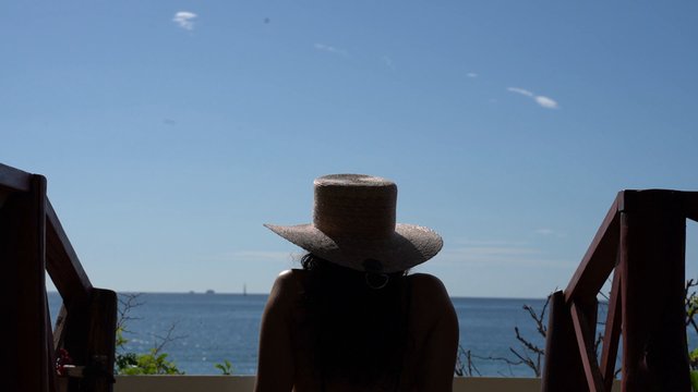 Listening to music on the beach