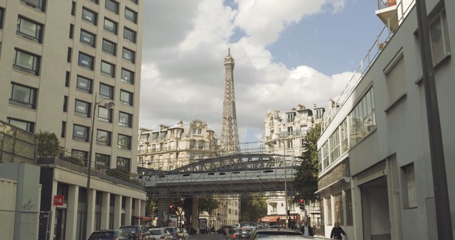 Metro bridge near Eiffel Tower in Paris, France