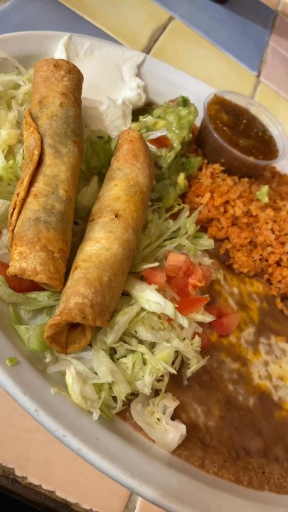 Coyote Joe's - Taquito plate and chicken tostada - Mexican Near Me - Avalon, California