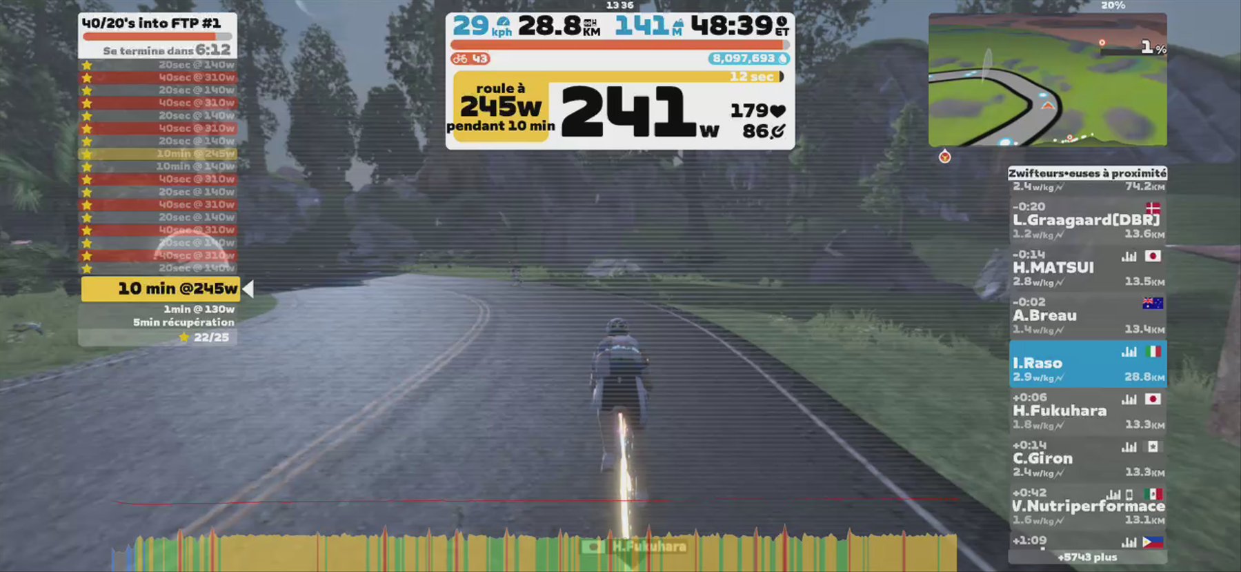 Zwift - 40/20's into FTP #1 in Watopia