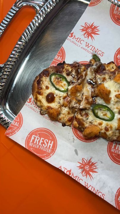 Atomic Wings - Chipotle BBQ Flatbread - Chicken Wings Near Me - Ridgewood, New York