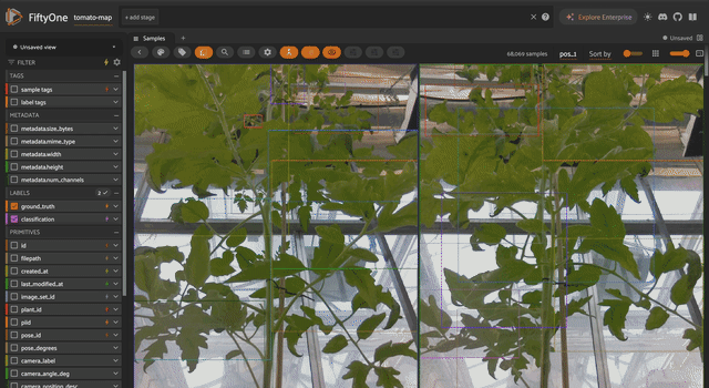 TomatoMAP multi-view tomato plant images with ROI detection boxes in the FiftyOne app