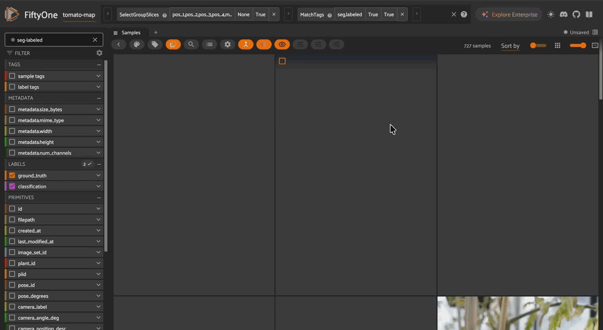 TomatoMAP multi-view tomato plant images with ROI detection boxes in the FiftyOne app