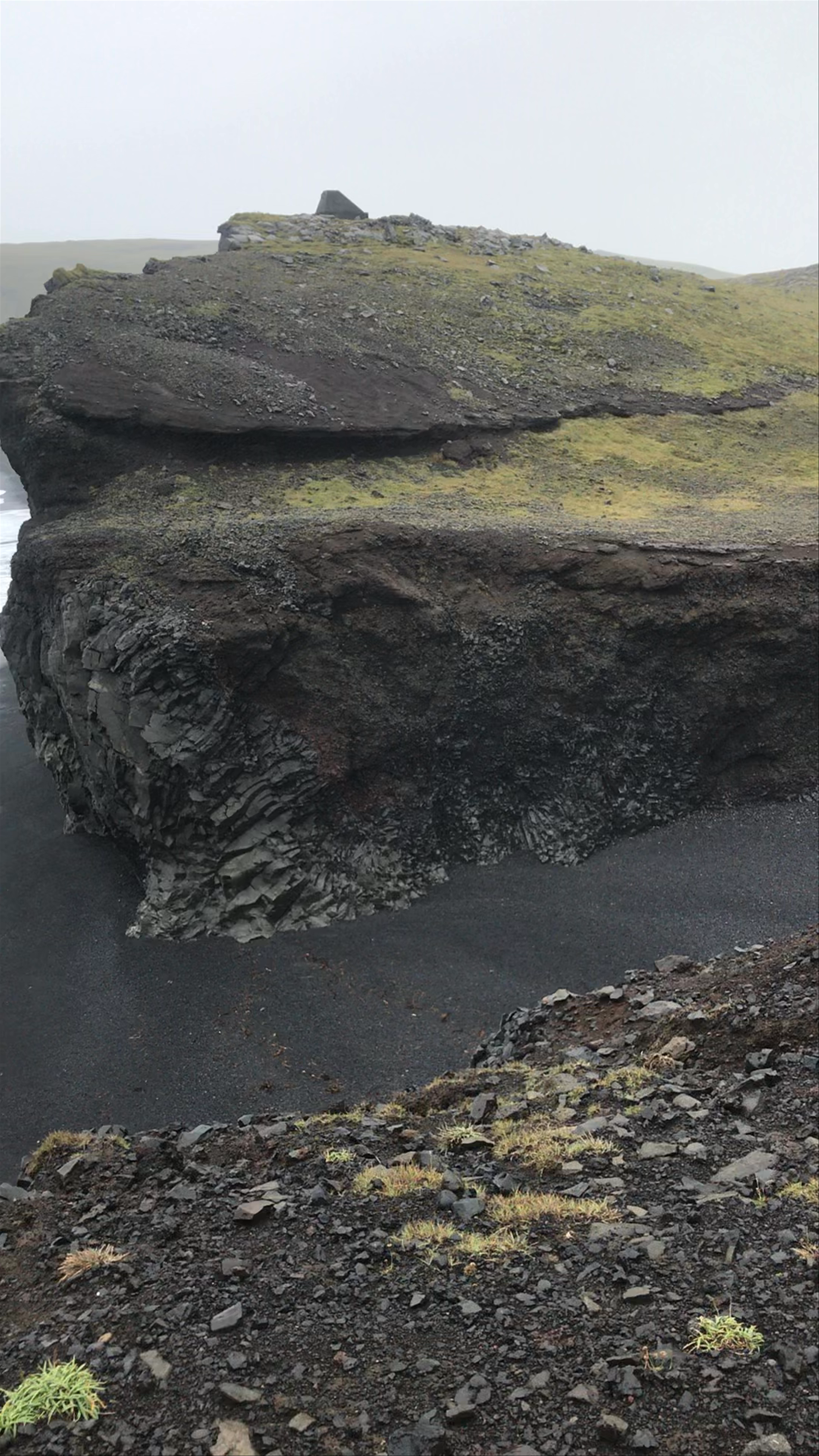 Dyrhólaey's Moody Coastal Cliffs and Black Sand Beach in Vík, Iceland