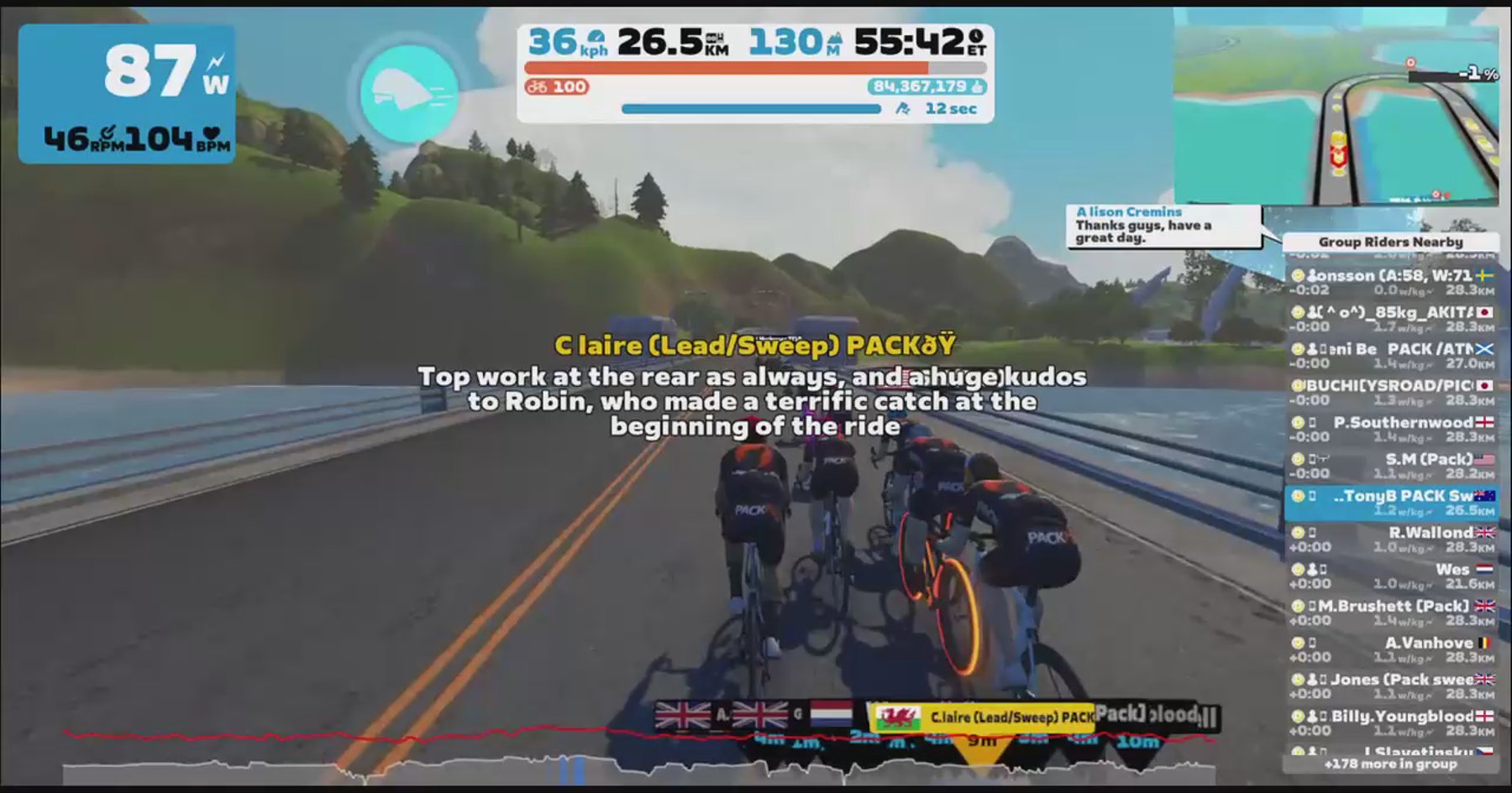 Zwift - Group Ride: PACK 1.5 Morning Cuppa (D) on Triple Flat Loops in Watopia