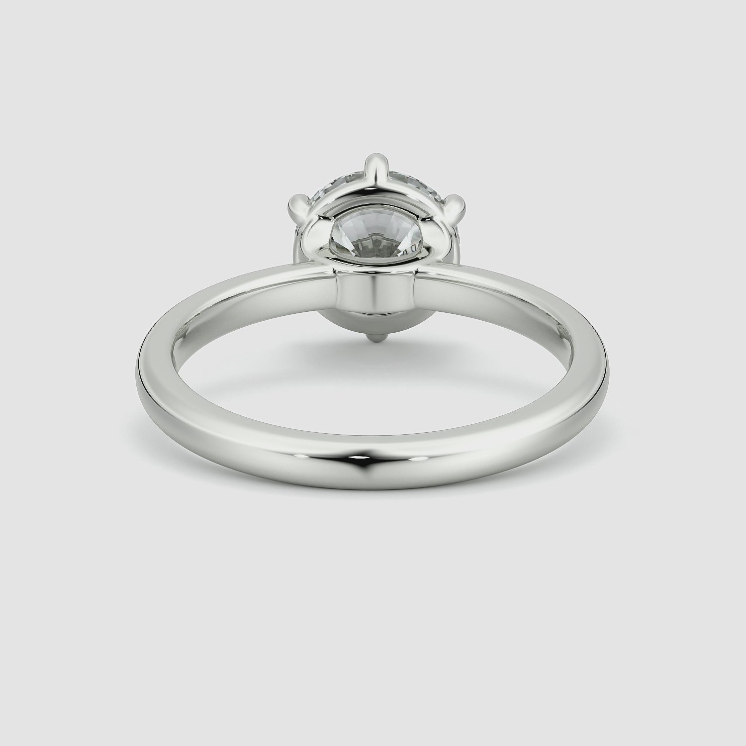 The Signature 6 Prong | Round Brilliant | 18k | White Gold | bandAccent: Plain | bandWidth: large | caratWeight: 1.0ct | hiddenHalo: no | diamondOrientation: vertical