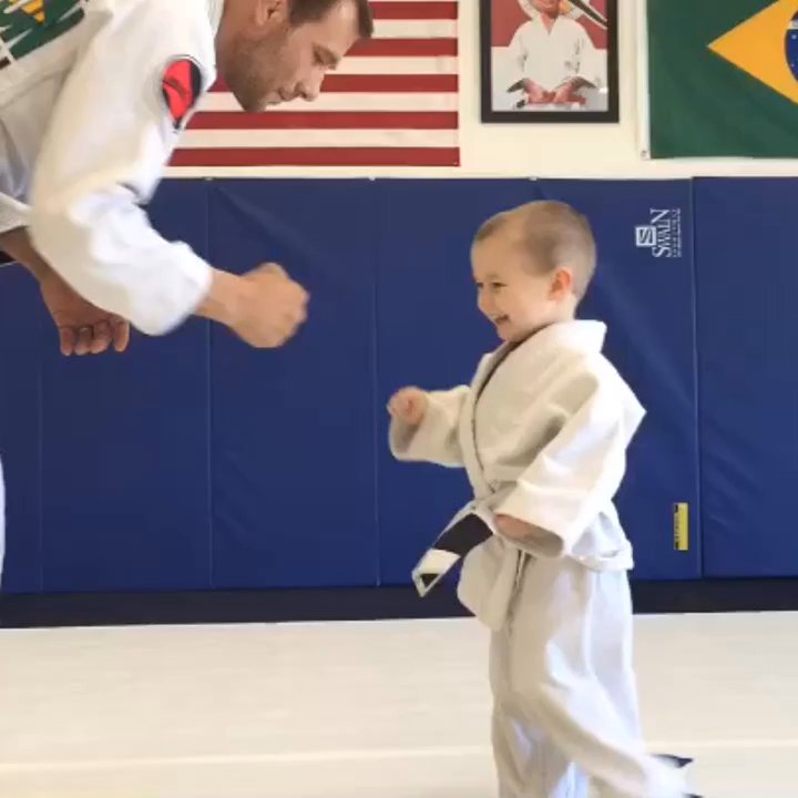 Esteem Jiu-Jitsu - Michael Stratton, owner of Esteem BJJ sparring with his 3 year old son Jordan. - Brazilian Jiu-jitsu Near Me - Petaluma, California