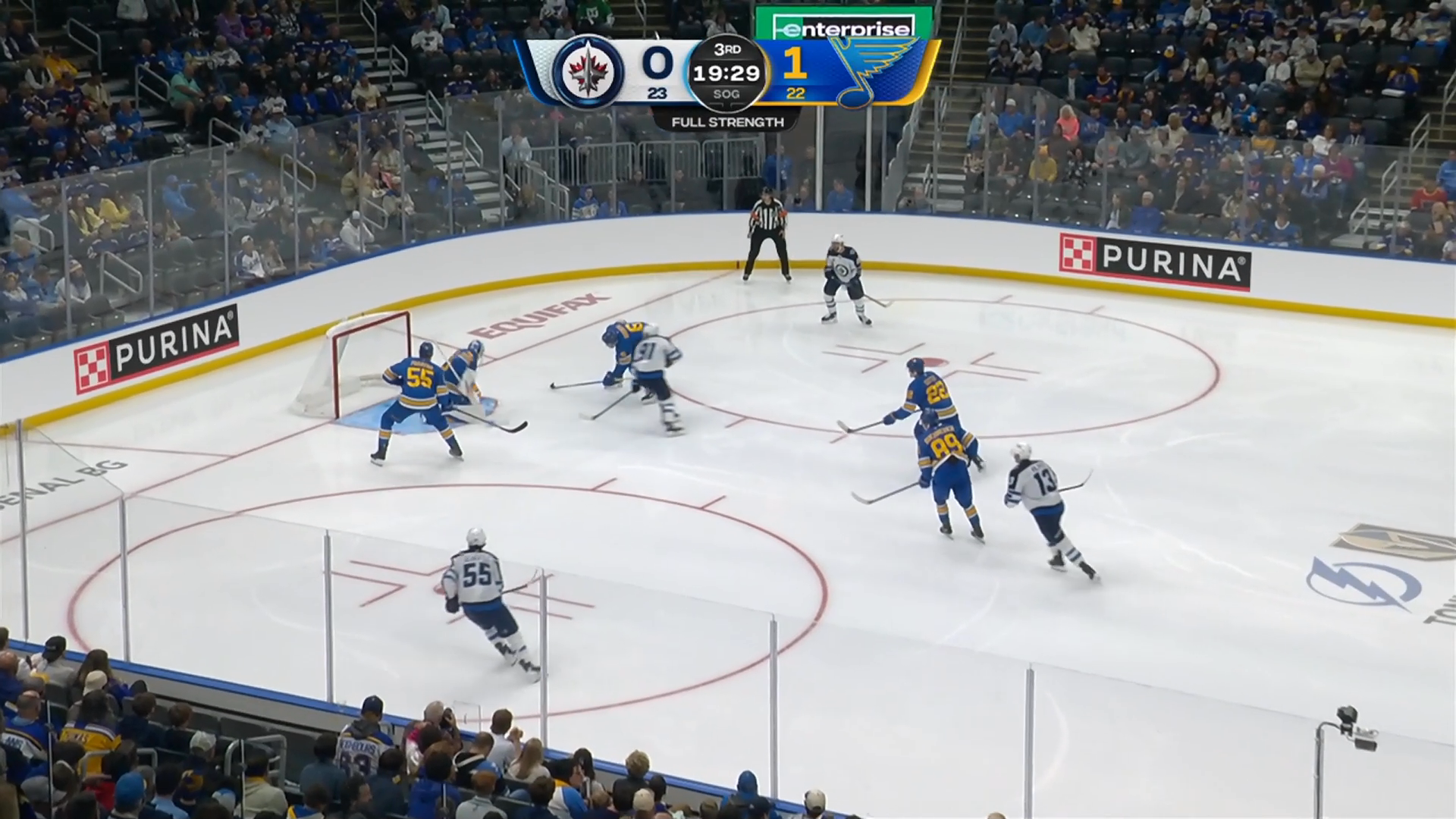 Broberg’s Power-Play One-Timer Lifts Blues Past Jets · Oct. 20, 2026