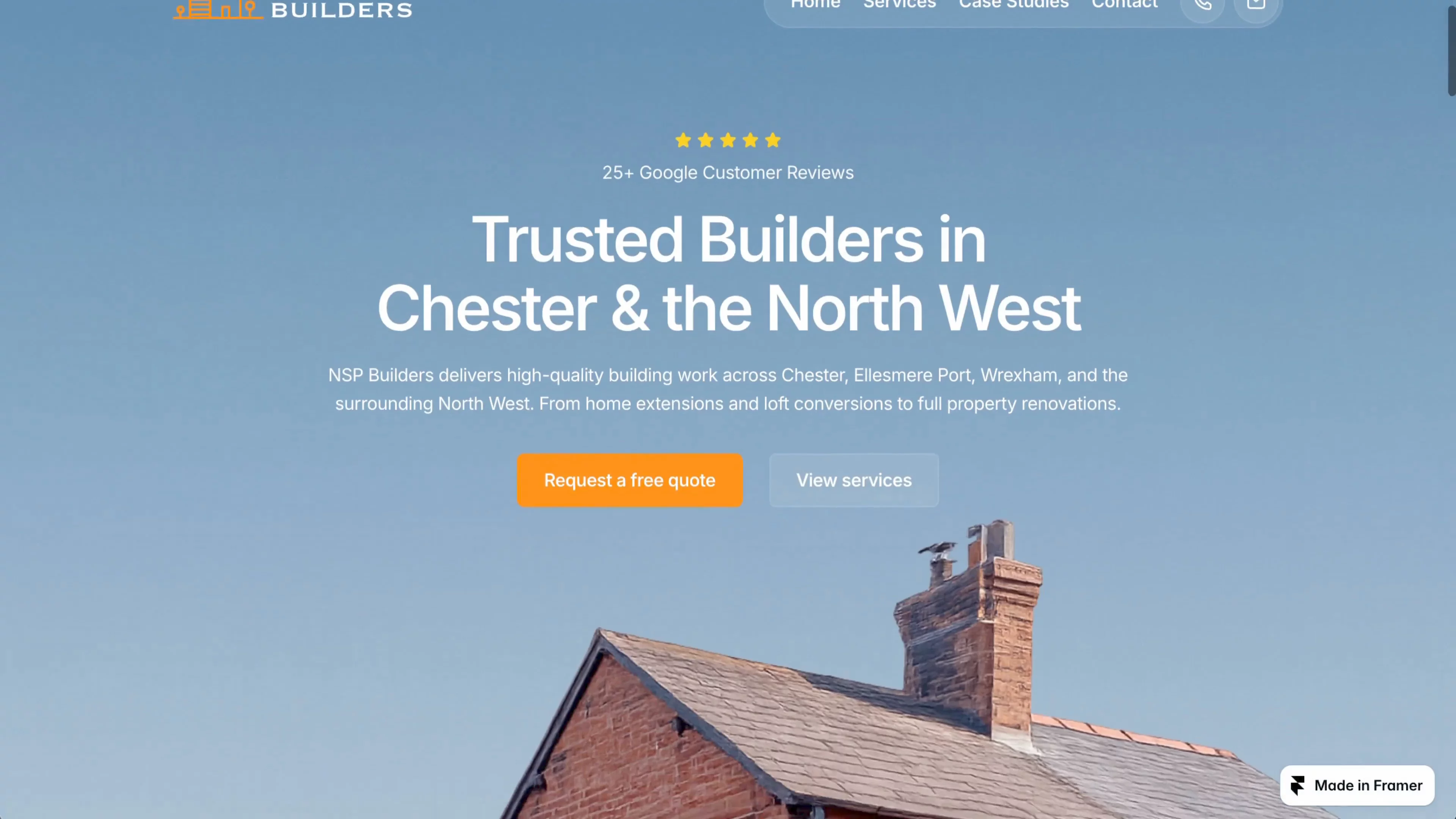 Homepage design built for a construction company.