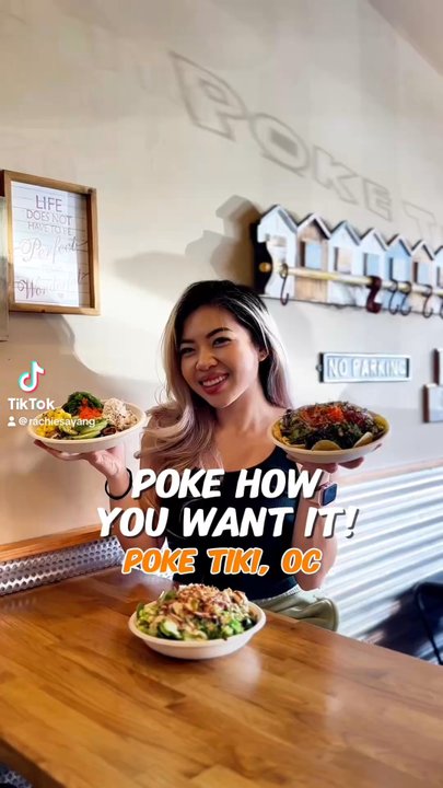 Poke Tiki - Salmon tuna and unagi Medium bowl with 3 proteins - Seafood Near Me - Costa Mesa, California