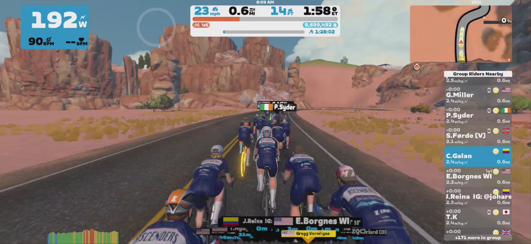 Zwift - Group Ride: Ascenders Team Social Thursday Rides (D) on Big Flat 8 in Watopia