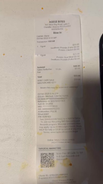 Agege Bites - 2 egusi and chicken and 2 pounded yam $53 for this very small meal. By the way the egusi barely had palm oil &was WATERY! - African Near Me - Chandler, Arizona