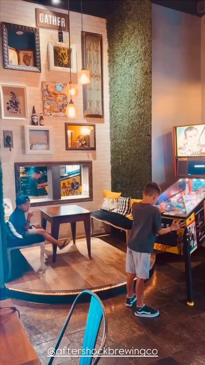 Aftershock Brewing - Pinball machines keeping the boys busy while I enjoy my brews. - Breweries Near Me - Temecula, California