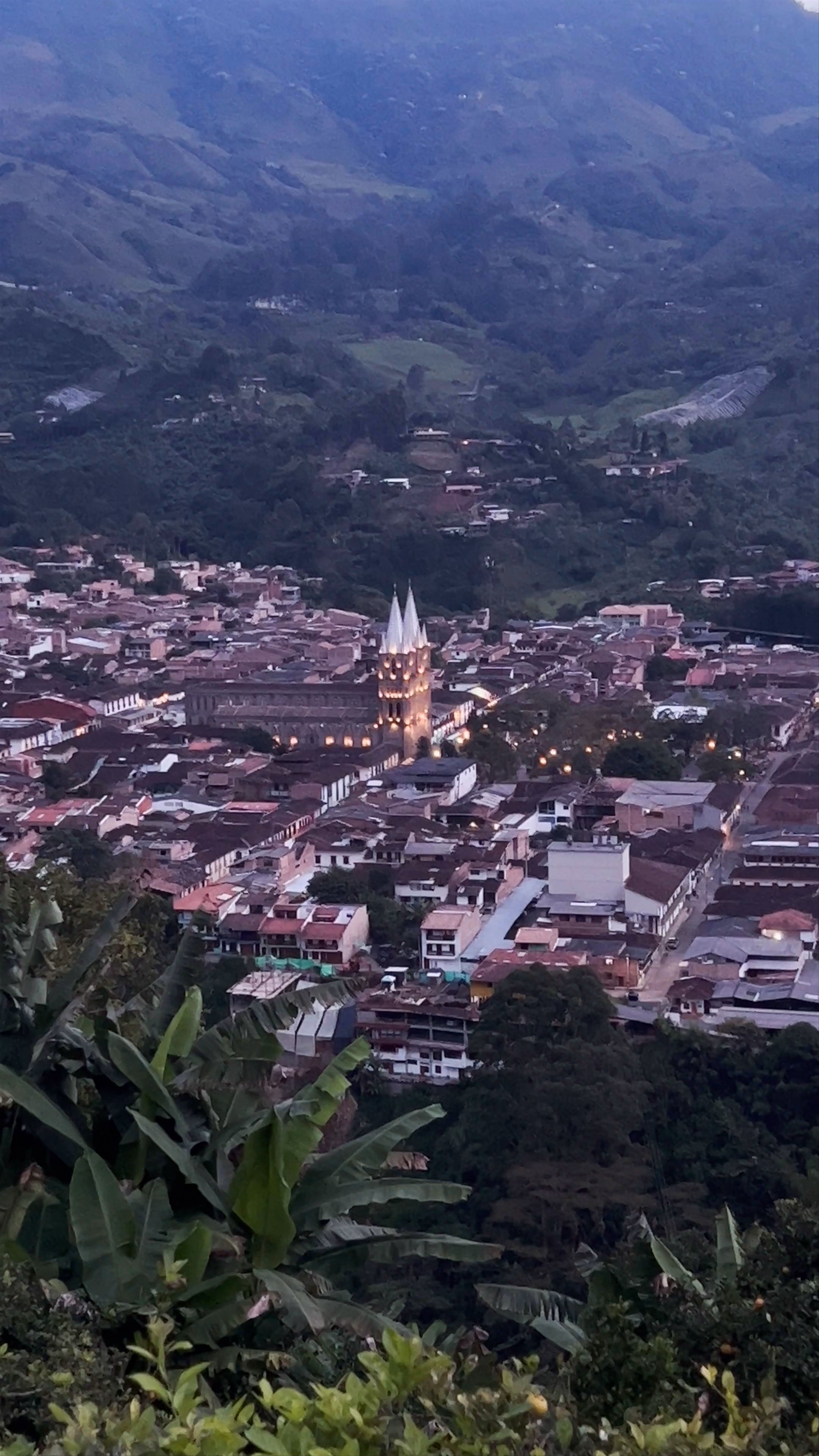 Sunset Over Jardín from Mirador Cristo Rey—A Breathtaking Panorama in Antioquia, Colombia