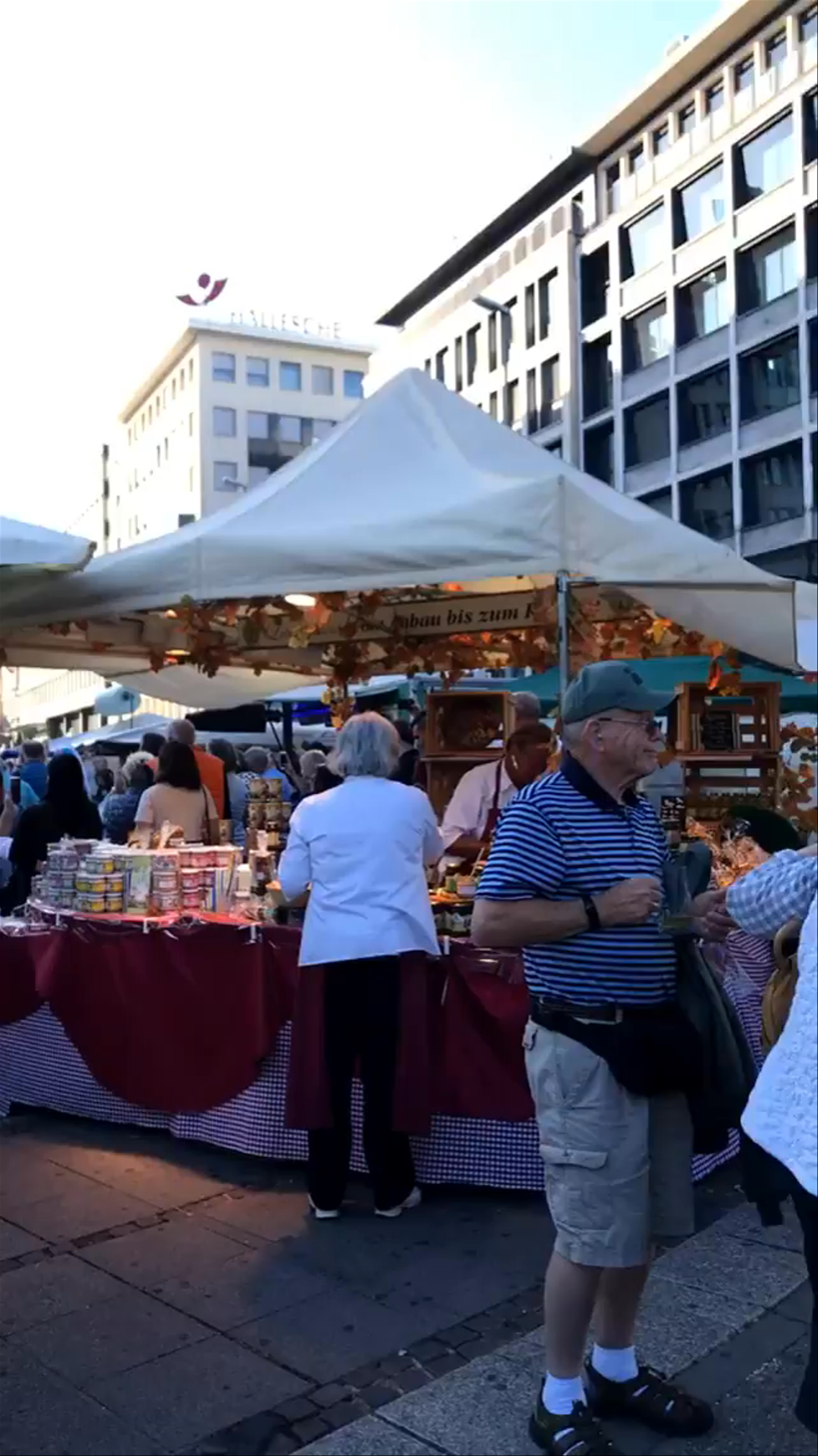 Vibrant Market Day at St. Catherine's Church, Frankfurt am Main