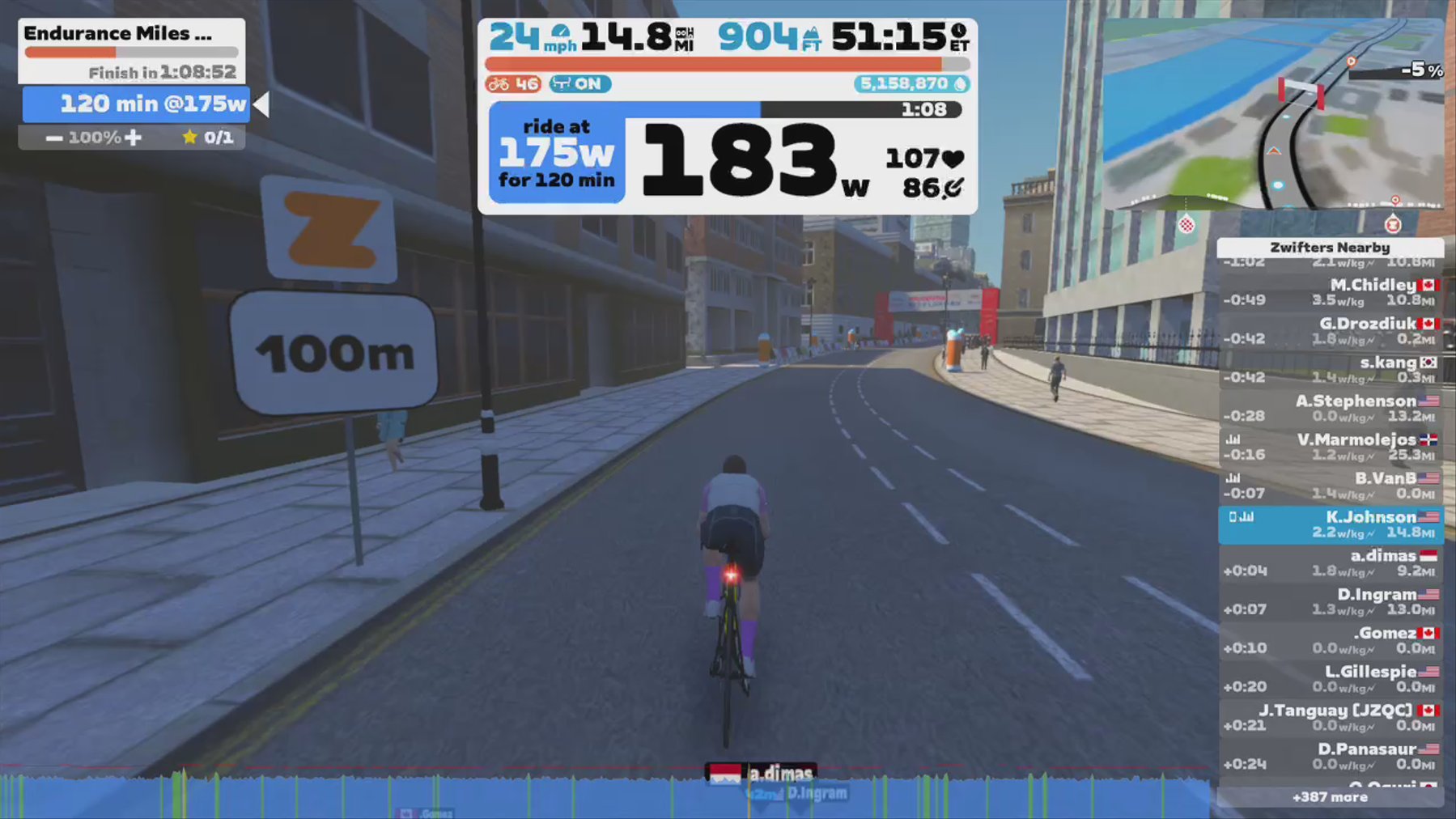 Zwift - Endurance Miles 2.00hrs in London