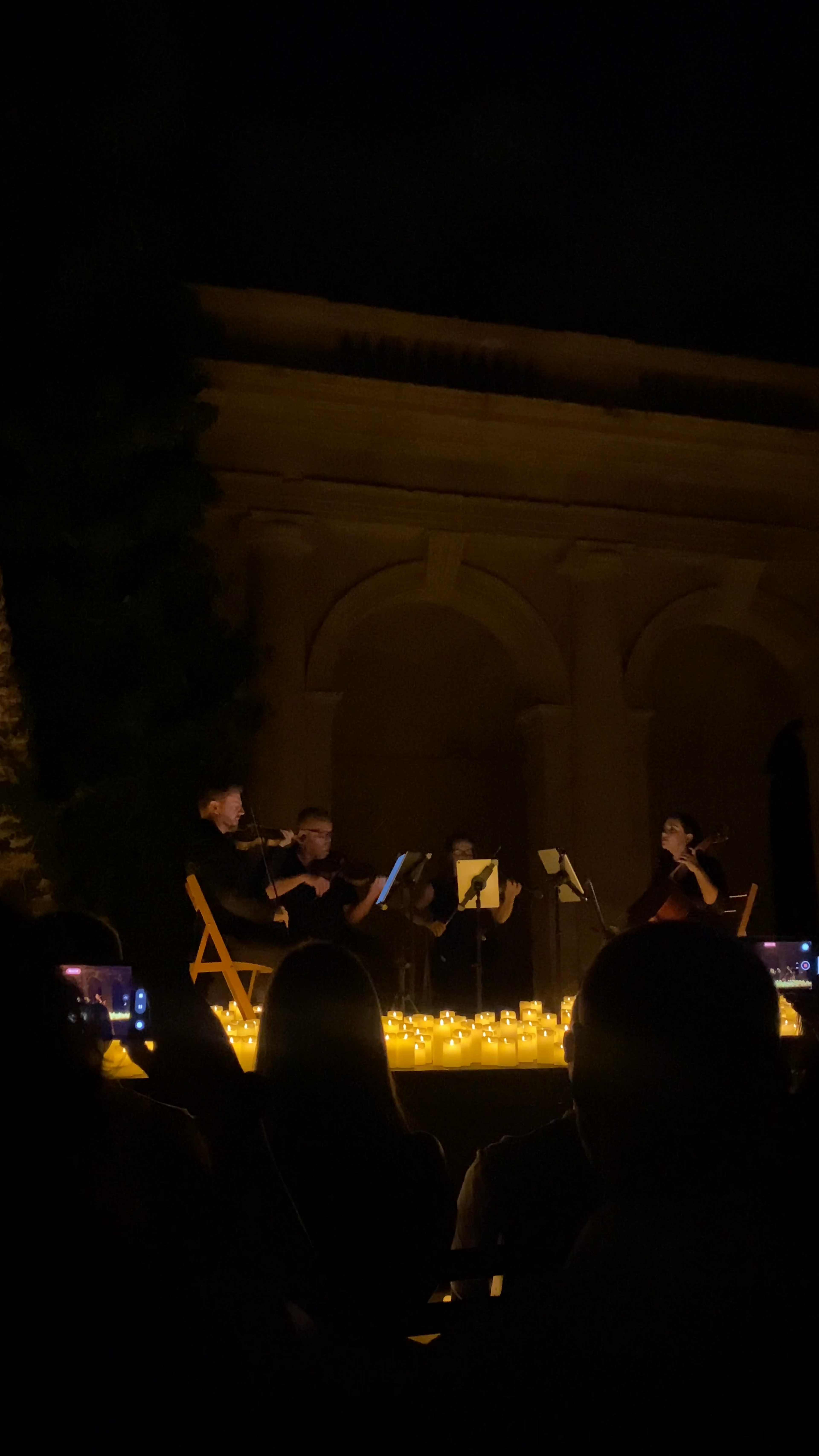 Candlelit String Quartet Performance in Almería Cathedral Courtyard