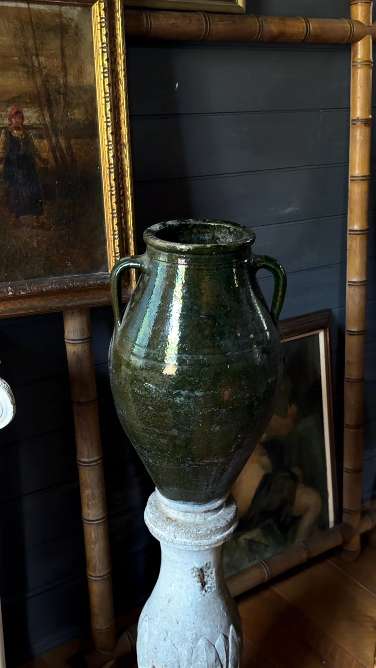 Green Black Turkish Oil Jar
