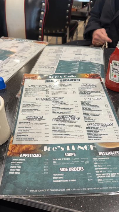Joe's Cafe - Menu as of Oct 2025 - American Near Me - Sterling, Virginia