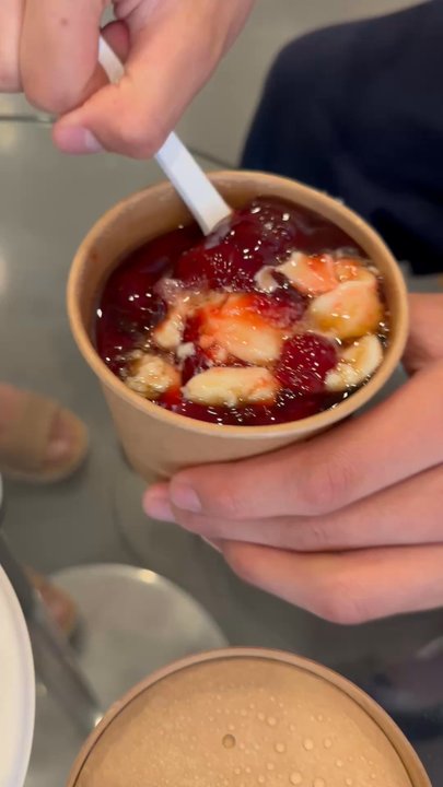 Binka Bites - Millbrae - Mixing up the Strawberry Taho - Desserts Near Me - Millbrae, California