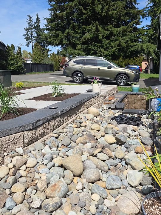 Trejos Landscaping - And another angle they did the Rockery and that retaining wall my last project with them - Landscaping Near Me