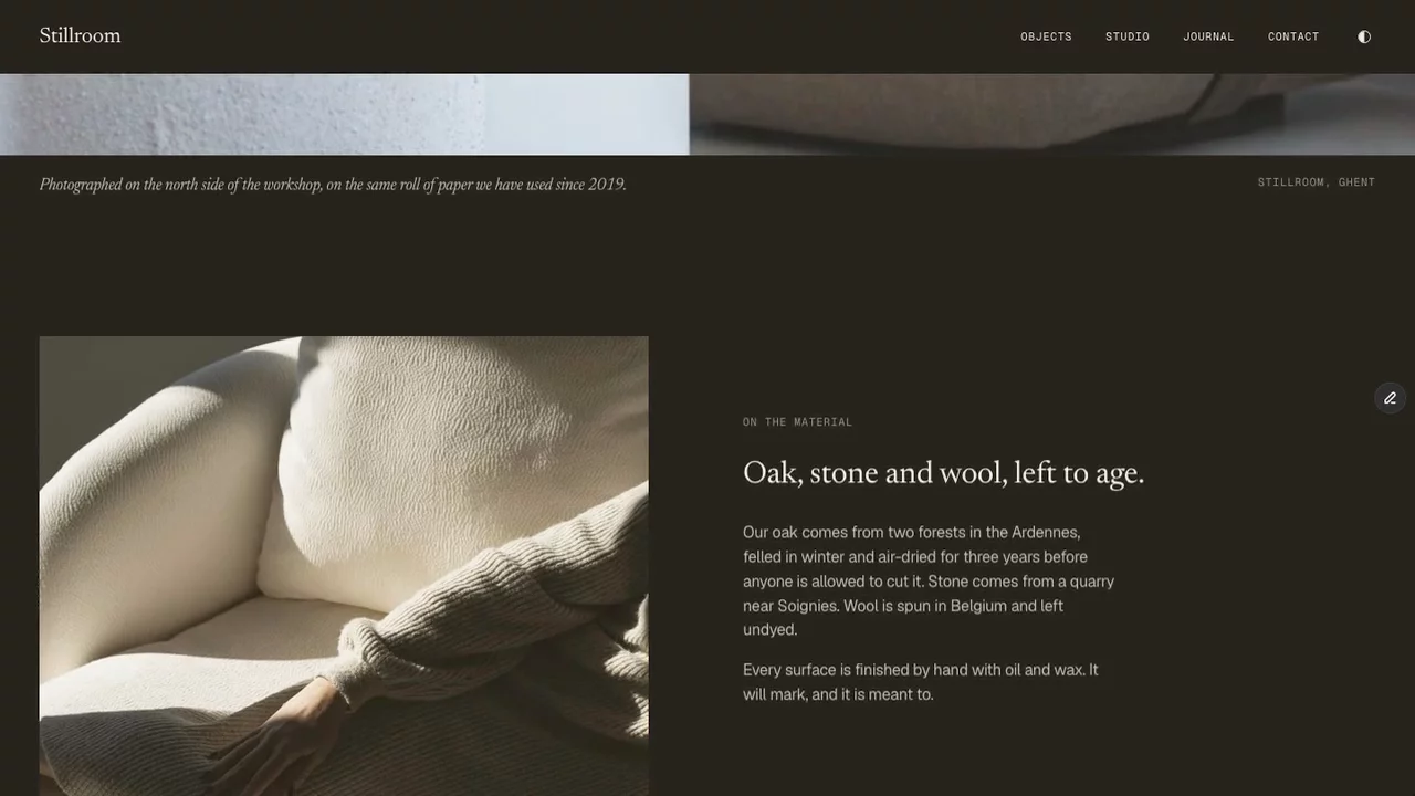 Every image on Stillroom goes through one code component.A masked reveal on entry, a slow drift within its own crop as you scroll, and a restrained zoom on hover. Three small behaviours, one component, used everywhere.That's what stops fifteen object pages from feeling like fifteen different websites. The consistency isn't discipline — it's a single component I couldn't get wrong twice.The whole site is a free Framer template → https://hy.chujiqiqi.com/marketplace/templates/stillroom/