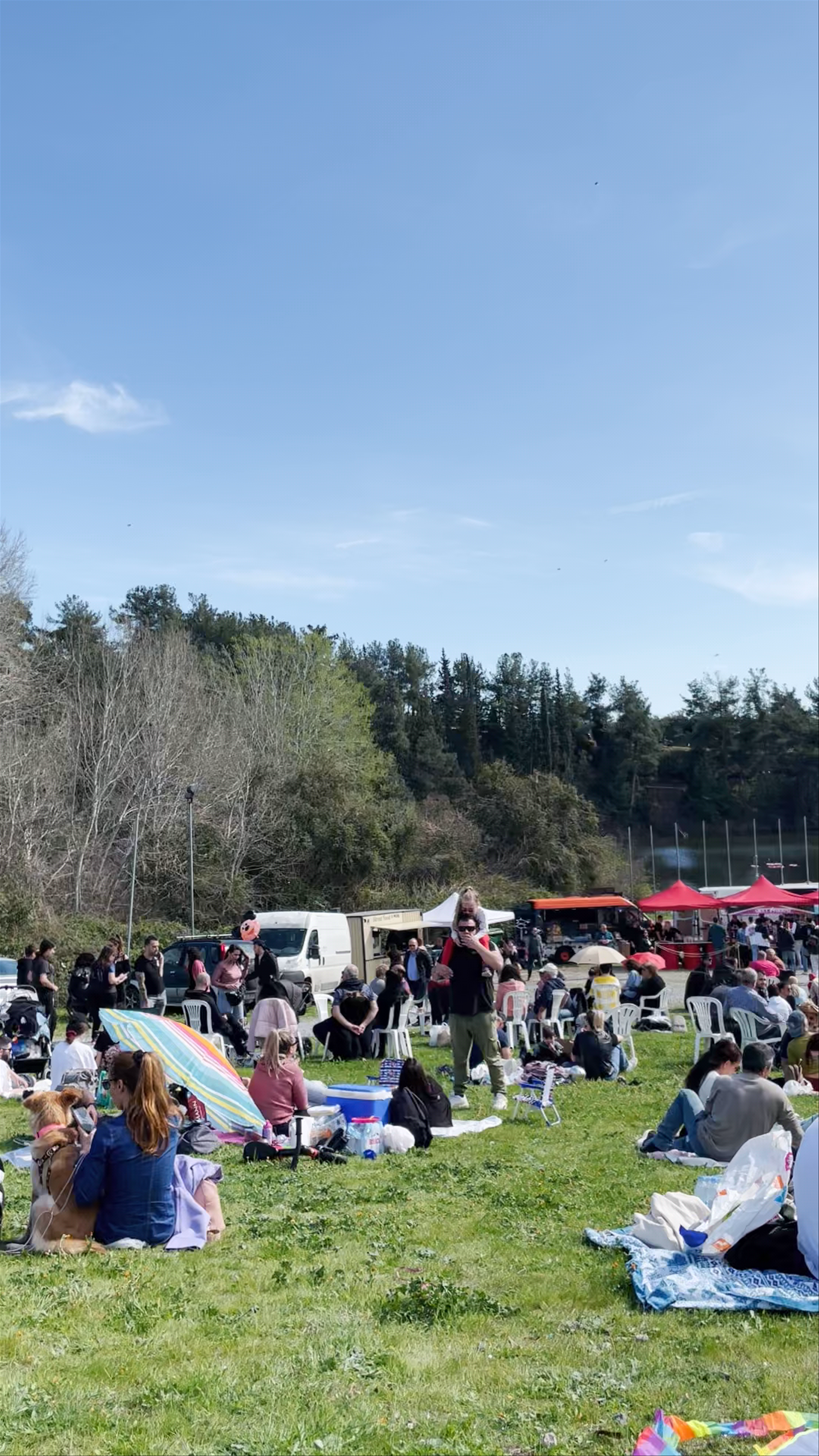 Sunny Spring Picnic Festival at Thermi Dam, Greece