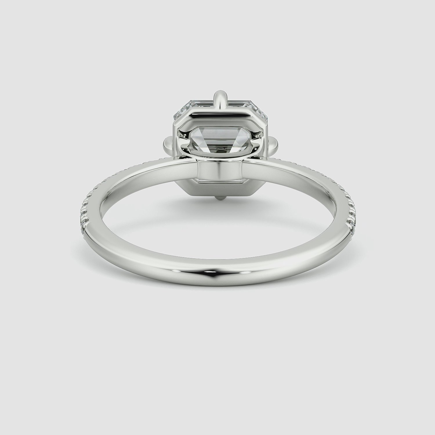 The Compass Solitaire | Asscher | Platinum | bandAccent: Pavé | diamondOrientation: vertical | caratWeight: other