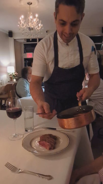 Tourmaline - Chef Yvan serving the sauce - New American Near Me - Forest Hills, New York