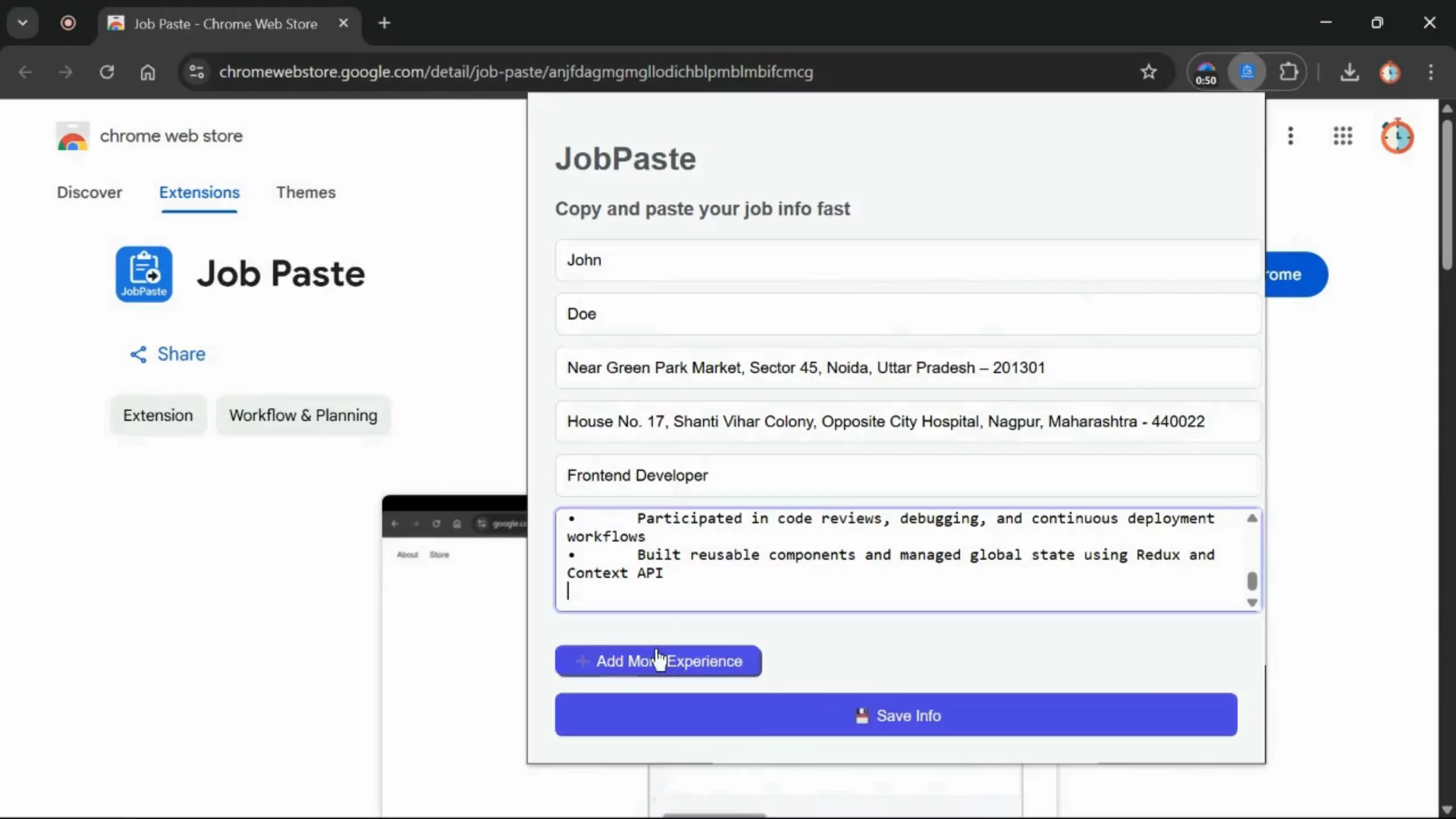 Job Paste Chrome Extension image 1