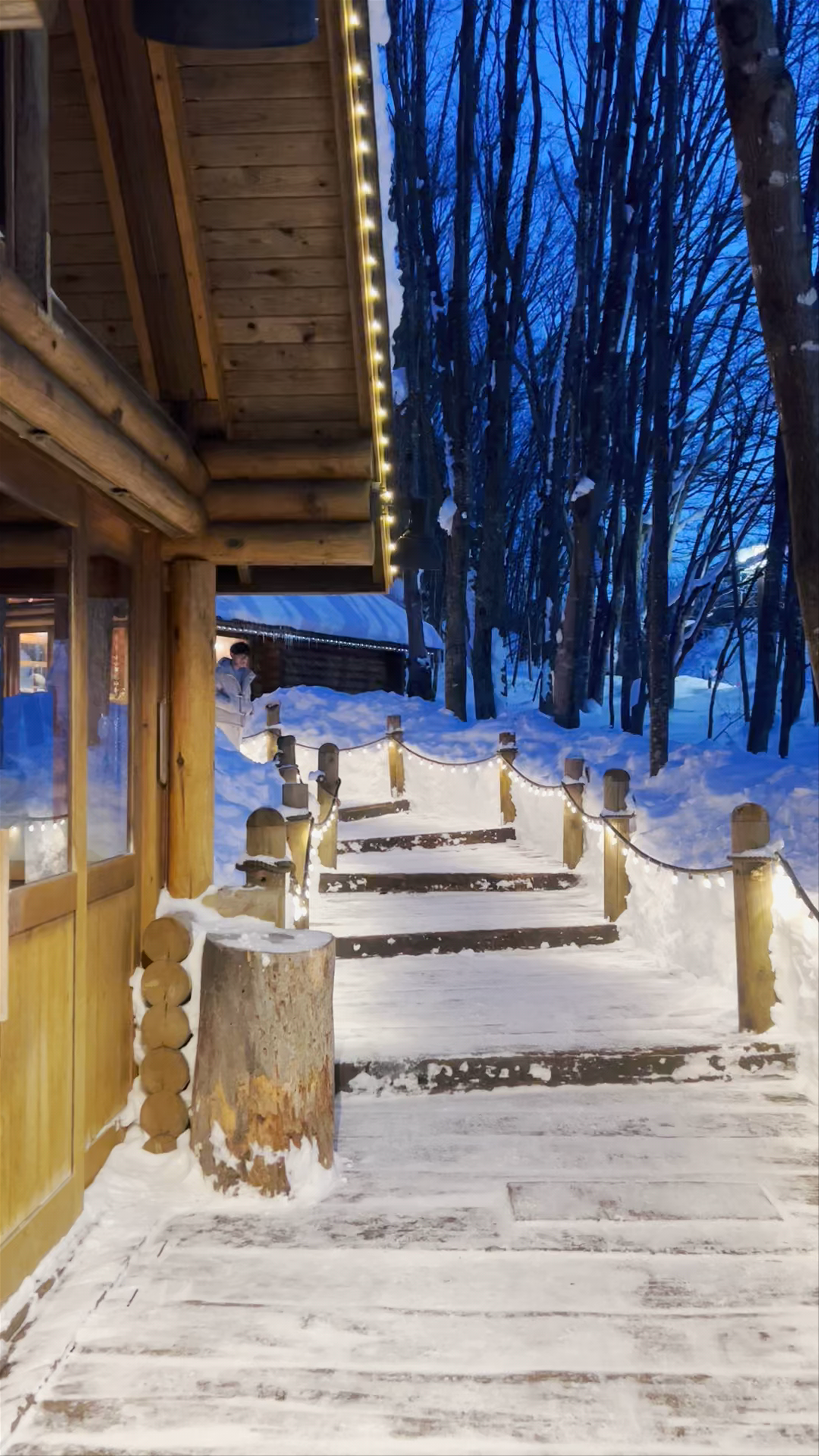 Enchanting Winter Evening at Ningle Terrace, Furano