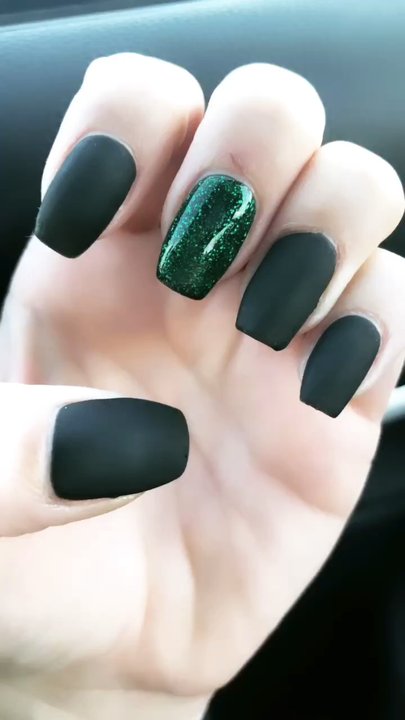 Malibu Nail Spa - Green Matte Gel! (These are my actual nails- not acrylic) - Nail Salons Near Me - Valencia, California