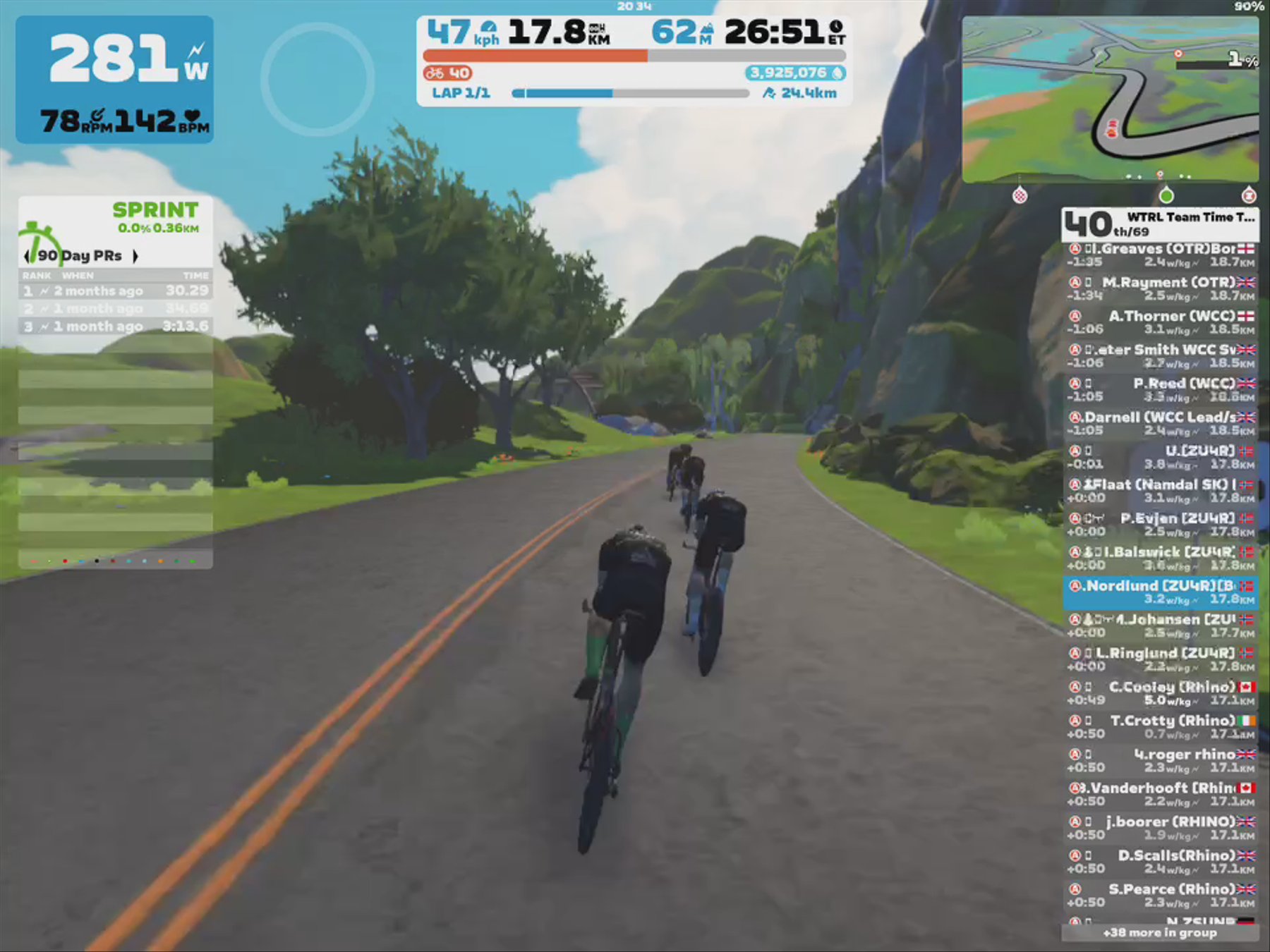 Zwift - TTT: WTRL Team Time Trial - Zone 20 (LATTE) on Out And Back Again in Watopia