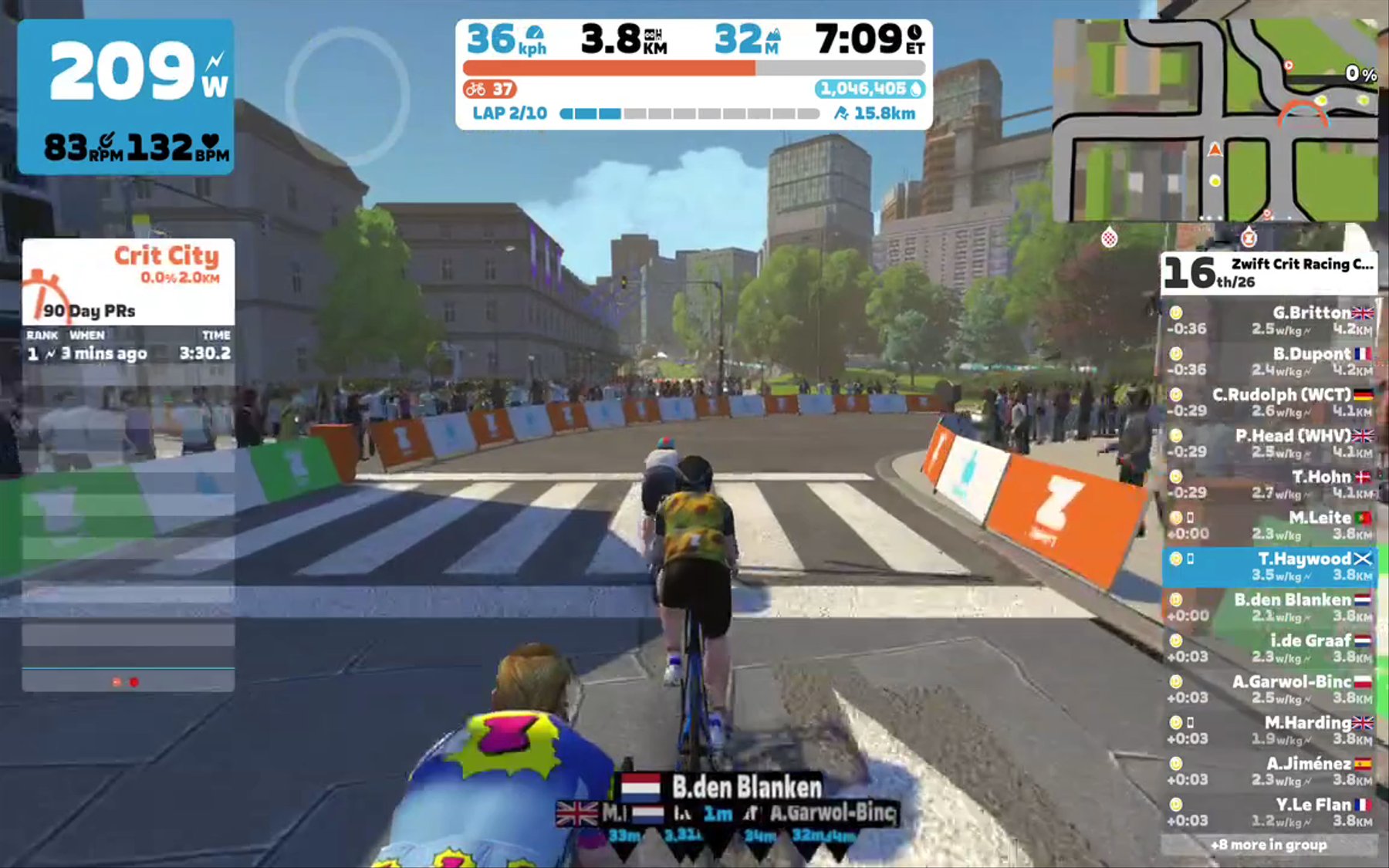 Zwift - Race: Zwift Crit Racing Club - The Bell Lap (D) on The Bell Lap in Crit City