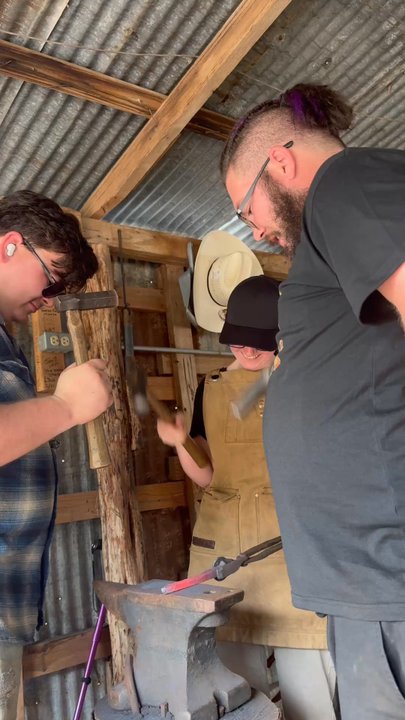 Surtr Forge - Jay, Vic, and bday girl working on her knife. - Knife Sharpening Near Me - New Braunfels, Texas