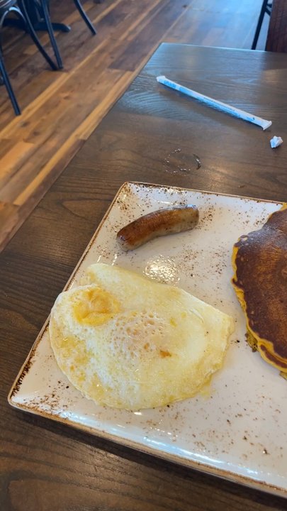 First Watch - Pumpkin pancake, eggs over medium, sausage and their signature million dollar bacon! :D - Breakfast & Brunch Near Me - Suffolk, Virginia