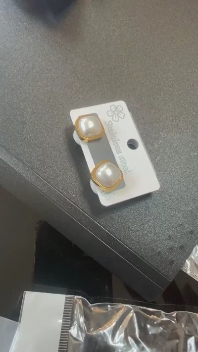 Gold-Tone Pearl Stud Earrings