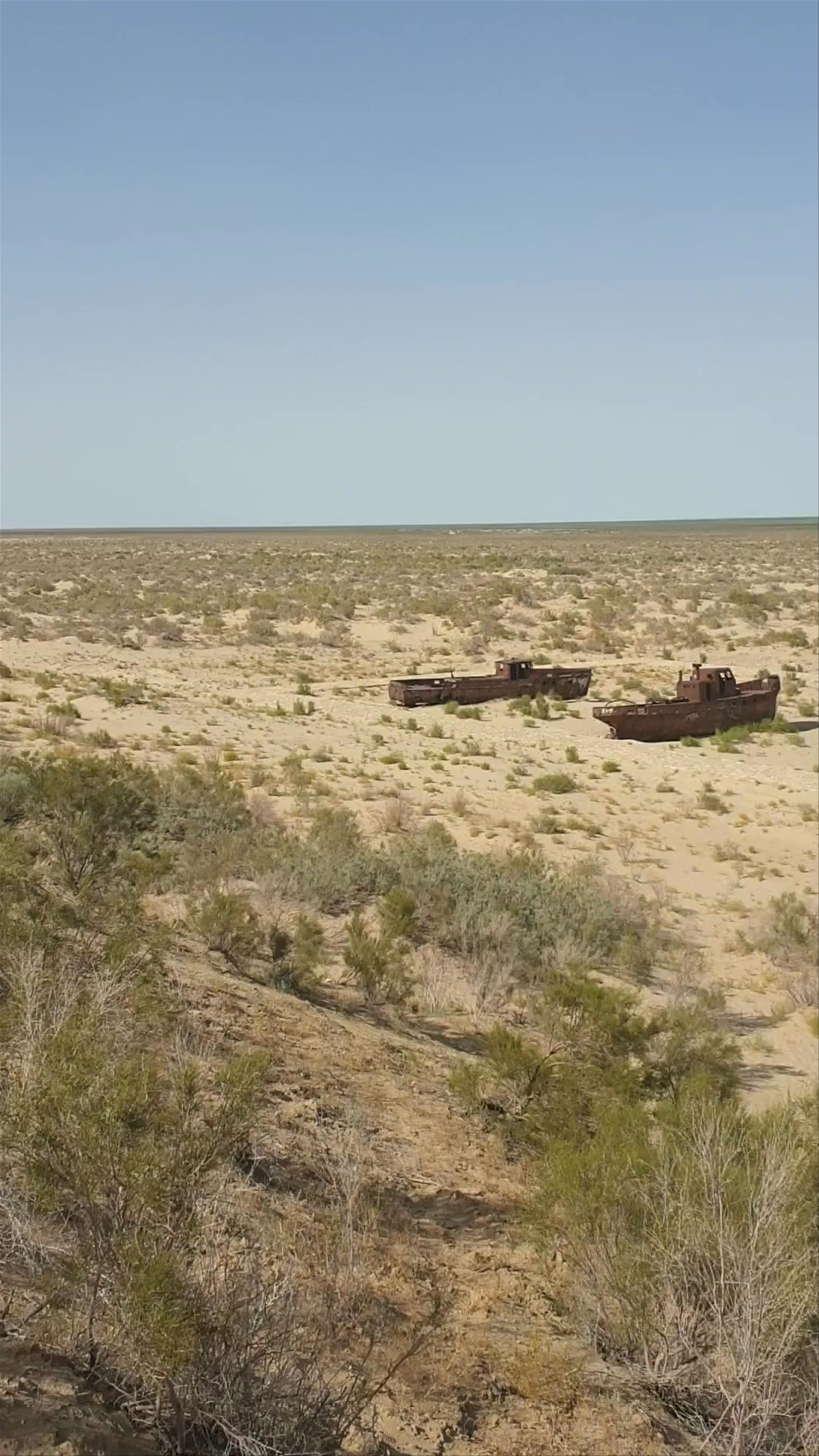 Rusty ships in the sand of Aral