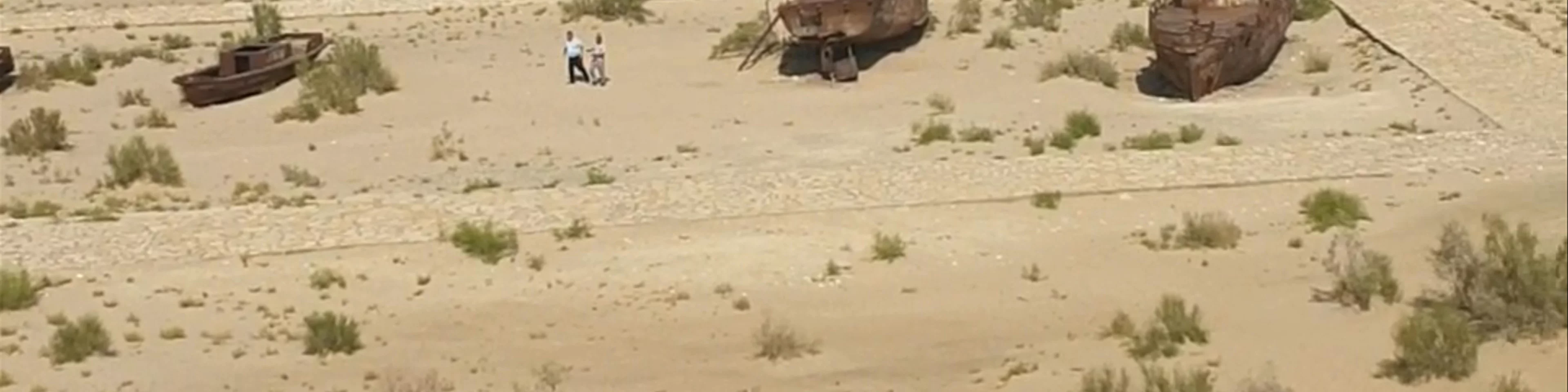 Rusty ships in the sand of Aral