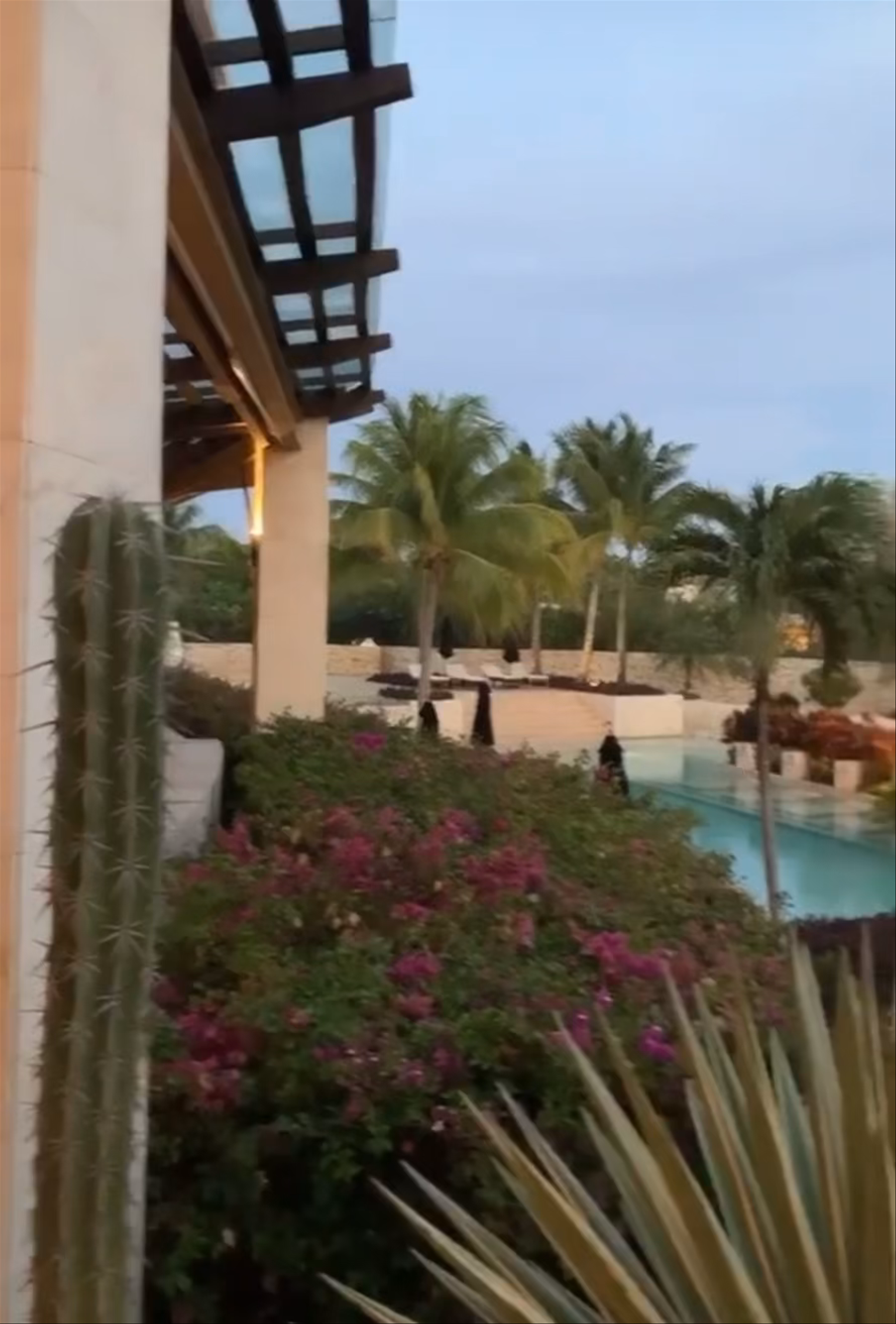Serene Evening by the Pool in Riviera Maya, Mexico