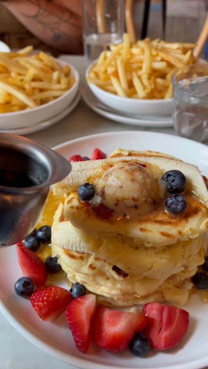 Five Leaves - Ricotta Pancakes with house made syrup. - New American Near Me - Brooklyn, New York